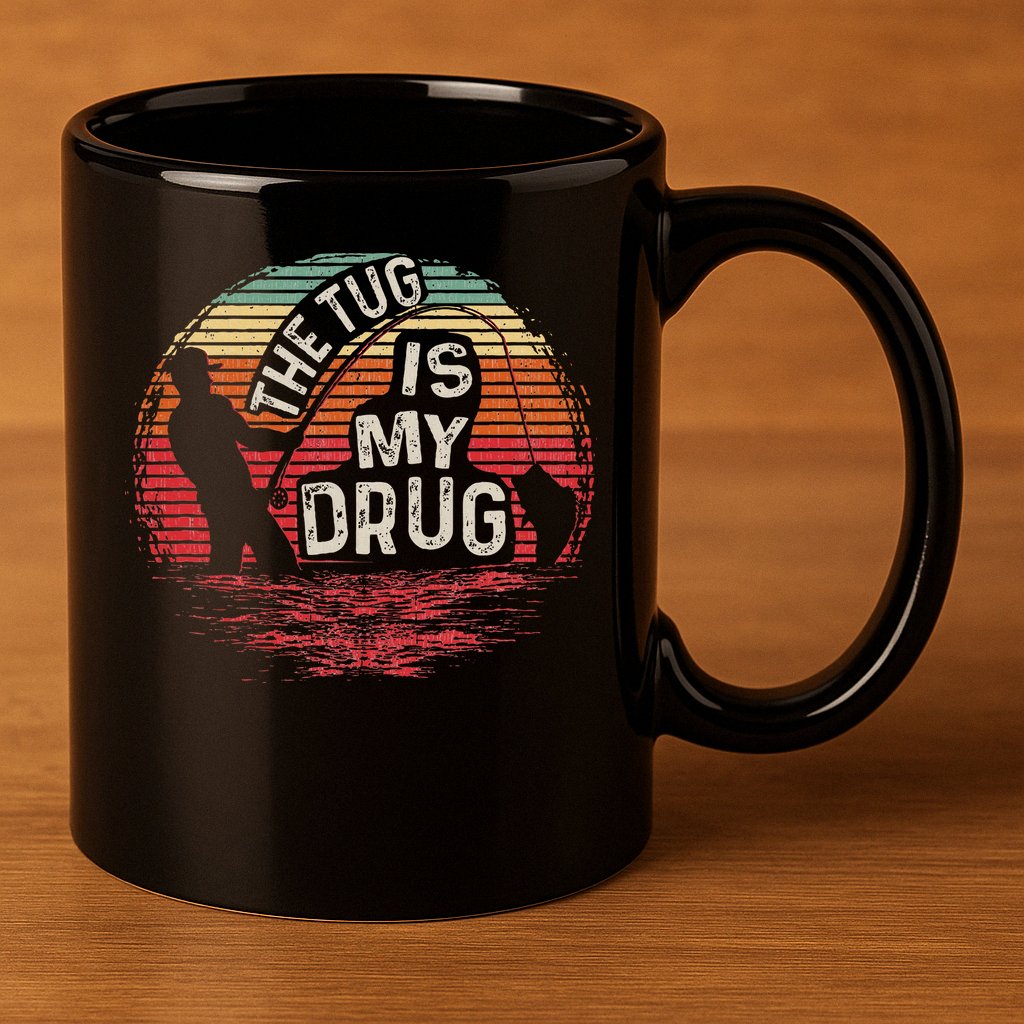 The Tug Is My Drug Funny Fishing 11oz C Handle Ceramic Mug