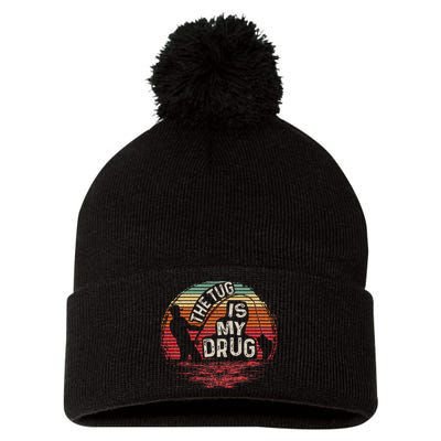 The Tug Is My Drug Funny Fishing Pom Pom 12in Knit Beanie