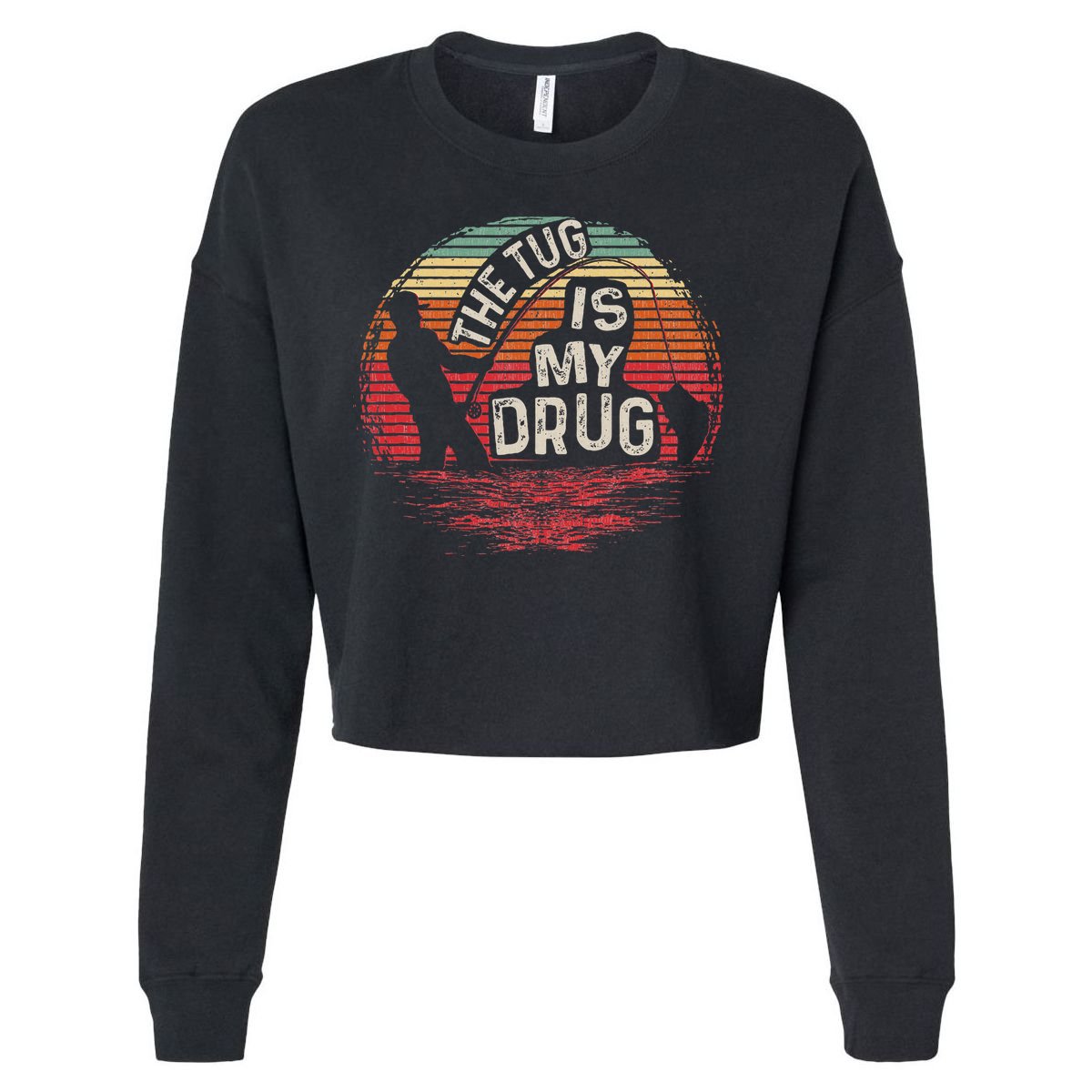 The Tug Is My Drug Funny Fishing Cropped Pullover Crew