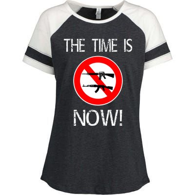 The Time Is Now! Ban Assault Weapons Anti AR 15 Enza Ladies Jersey Colorblock Tee