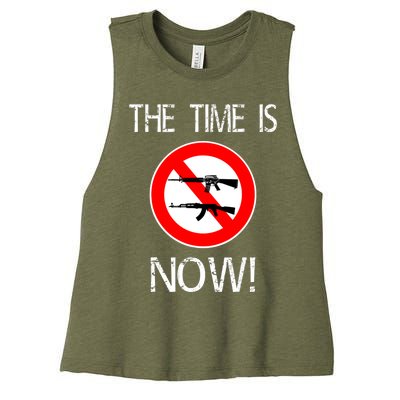 The Time Is Now! Ban Assault Weapons Anti AR 15 Women's Racerback Cropped Tank