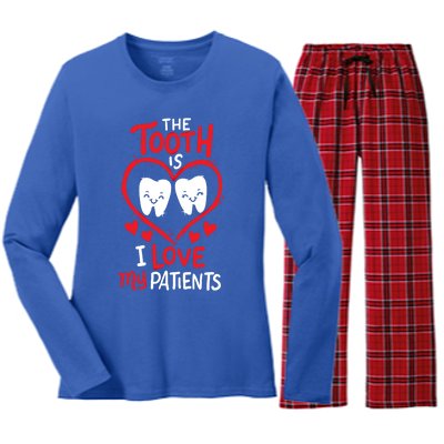 The Tooth Is I Love My Patients Orthodontics Dental Costume Cute Gift Women's Long Sleeve Flannel Pajama Set 