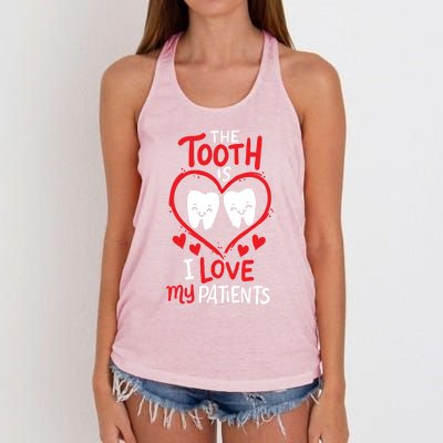 The Tooth Is I Love My Patients Orthodontics Dental Costume Cute Gift Women's Knotted Racerback Tank