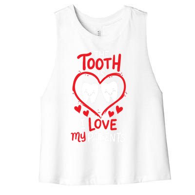 The Tooth Is I Love My Patients Orthodontics Dental Costume Cute Gift Women's Racerback Cropped Tank