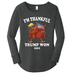 Trump Thanksgiving Im Thankful Trump Won 2024 Trump Won Us President Women's Perfect Tri Tunic Long Sleeve Shirt