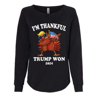 Trump Thanksgiving Im Thankful Trump Won 2024 Trump Won Us President Womens California Wash Sweatshirt