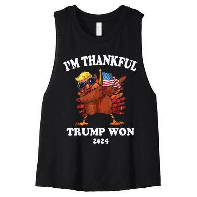 Trump Thanksgiving Im Thankful Trump Won 2024 Trump Won Us President Women's Racerback Cropped Tank