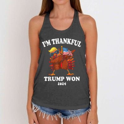 Trump Thanksgiving Im Thankful Trump Won 2024 Trump Won Us President Women's Knotted Racerback Tank