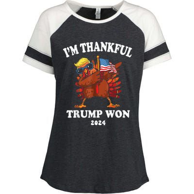 Trump Thanksgiving Im Thankful Trump Won 2024 Trump Won Us President Enza Ladies Jersey Colorblock Tee