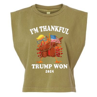 Trump Thanksgiving Im Thankful Trump Won 2024 Trump Won Us President Garment-Dyed Women's Muscle Tee