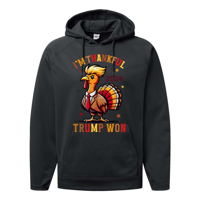 Trump Thanksgiving IM Thankful Trump Won Performance Fleece Hoodie