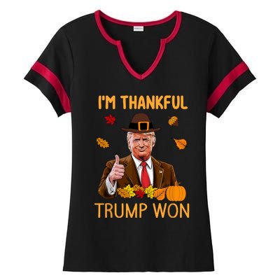 Trump Thanksgiving IM Thankful Trump Won Ladies Halftime Notch Neck Tee