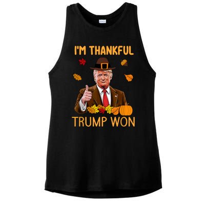 Trump Thanksgiving IM Thankful Trump Won Ladies PosiCharge Tri-Blend Wicking Tank