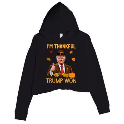 Trump Thanksgiving IM Thankful Trump Won Crop Fleece Hoodie