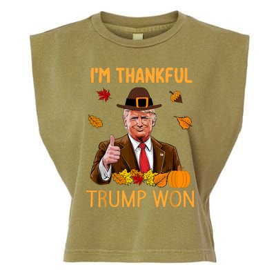 Trump Thanksgiving IM Thankful Trump Won Garment-Dyed Women's Muscle Tee