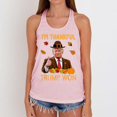 Trump Thanksgiving IM Thankful Trump Won Women's Knotted Racerback Tank