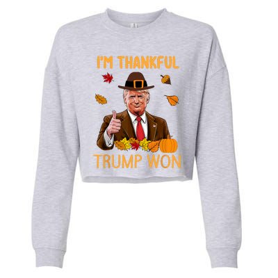 Trump Thanksgiving IM Thankful Trump Won Cropped Pullover Crew