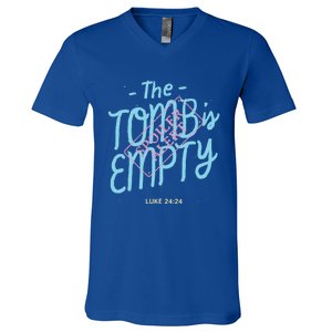 The Tomb Is Empty Great Gift Spoiler Alert Great Gift Christian Faith Gift V-Neck T-Shirt