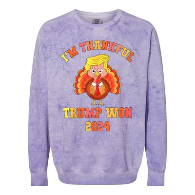 Trump Thanksgiving IM Thankful Trump Won Colorblast Crewneck Sweatshirt