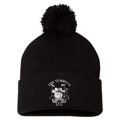 The Tempo Is Whatever I Say It Is Drums Pom Pom 12in Knit Beanie