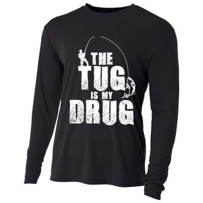 The Tug Is My Drug Fishing Shirt Fisherman Gift Cooling Performance Long Sleeve Crew