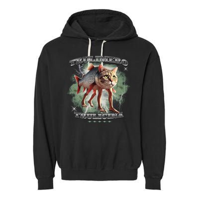 Trulimero Truli Italian Brainrot Meme Cats Head On A Fish Garment-Dyed Fleece Hoodie