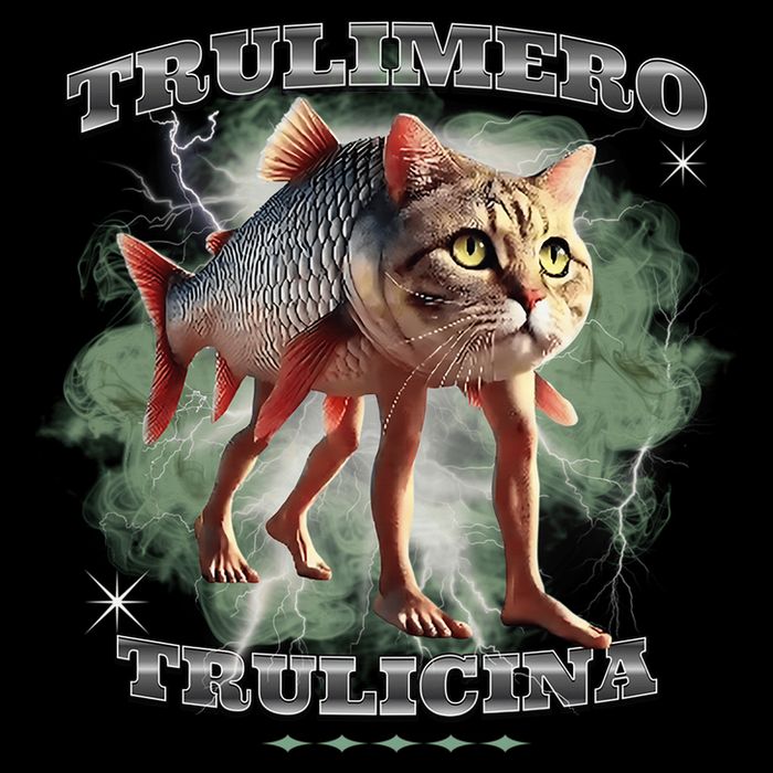 Trulimero Truli Italian Brainrot Meme Cats Head On A Fish Zip Tote Bag
