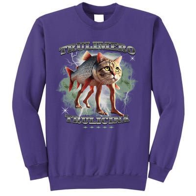 Trulimero Truli Italian Brainrot Meme Cats Head On A Fish Sweatshirt
