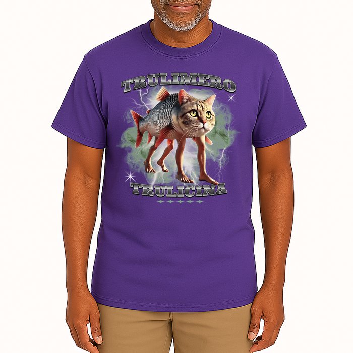 Trulimero Truli Italian Brainrot Meme Cats Head On A Fish Tall T-Shirt