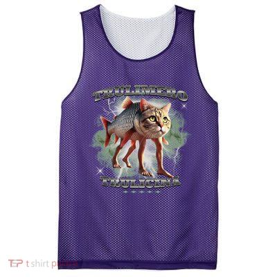Trulimero Truli Italian Brainrot Meme Cats Head On A Fish Mesh Reversible Basketball Jersey Tank