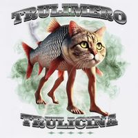 Trulimero Truli Italian Brainrot Meme Cats Head On A Fish Garment-Dyed Sweatshirt