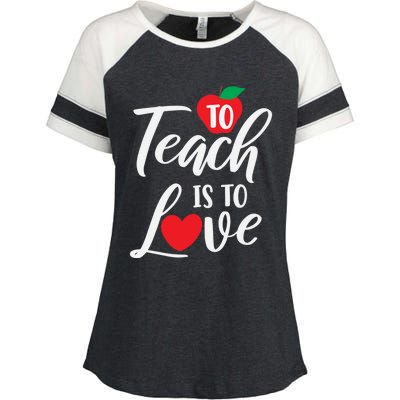 To Teach Is To Love February 14th Teacher Appreciation Gift Meaningful Gift Enza Ladies Jersey Colorblock Tee