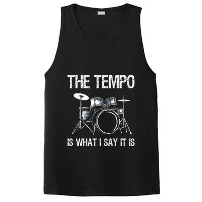The Tempo Is What I Say It Is Gift Funny Drummer PosiCharge Competitor Tank
