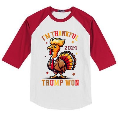 Trump Thanksgiving IM Thankful Trump Won Kids Colorblock Raglan Jersey