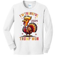 Trump Thanksgiving IM Thankful Trump Won Kids Long Sleeve Shirt