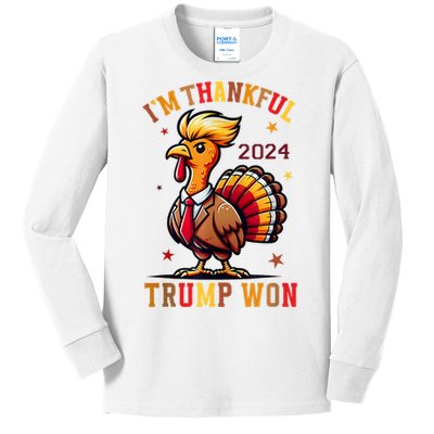 Trump Thanksgiving IM Thankful Trump Won Kids Long Sleeve Shirt