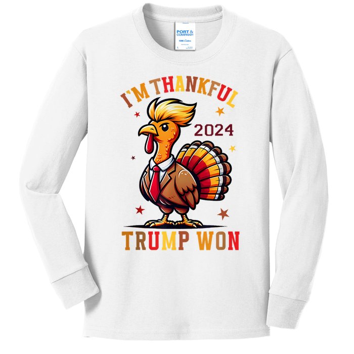 Trump Thanksgiving IM Thankful Trump Won Kids Long Sleeve Shirt