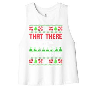 That There Is An Rv Camping Funny Ugly Christmas Campers Gift Women's Racerback Cropped Tank