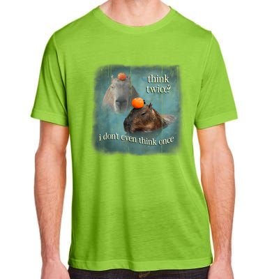 Think Twice? I Don’T Even Think Once Funny Capybara Word Art Adult ChromaSoft Performance T-Shirt