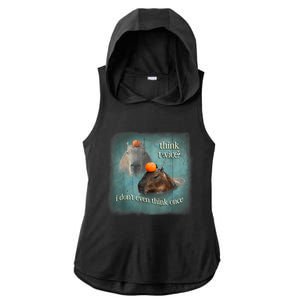 Think Twice? I Don’T Even Think Once Funny Capybara Word Art Ladies PosiCharge Tri-Blend Wicking Draft Hoodie Tank