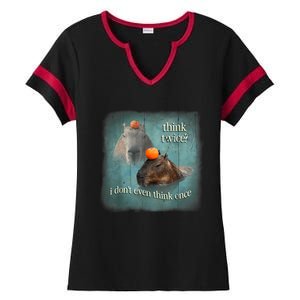 Think Twice? I Don’T Even Think Once Funny Capybara Word Art Ladies Halftime Notch Neck Tee