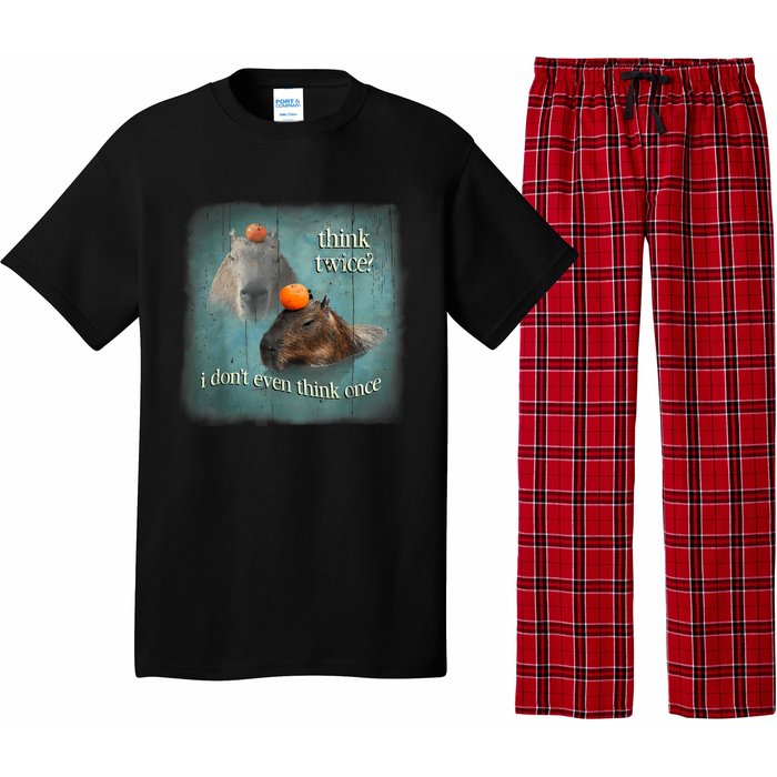 Think Twice? I Don’T Even Think Once Funny Capybara Word Art Pajama Set