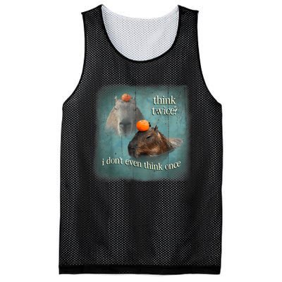 Think Twice? I Don’T Even Think Once Funny Capybara Word Art Mesh Reversible Basketball Jersey Tank