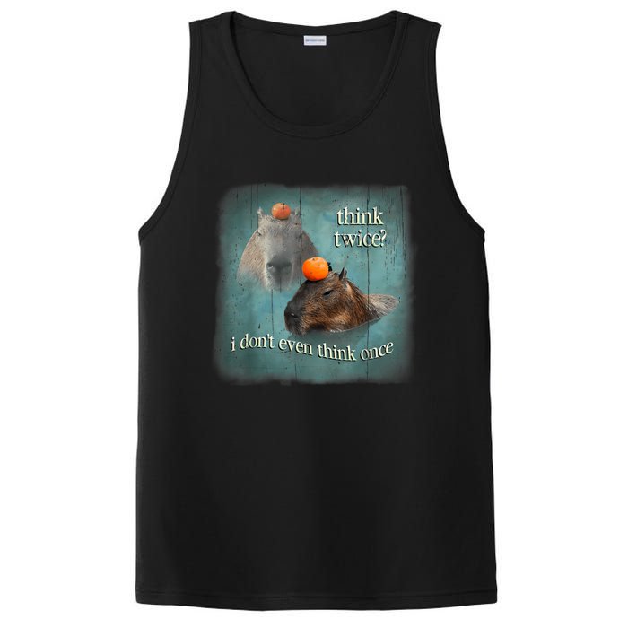 Think Twice? I Don’T Even Think Once Funny Capybara Word Art PosiCharge Competitor Tank