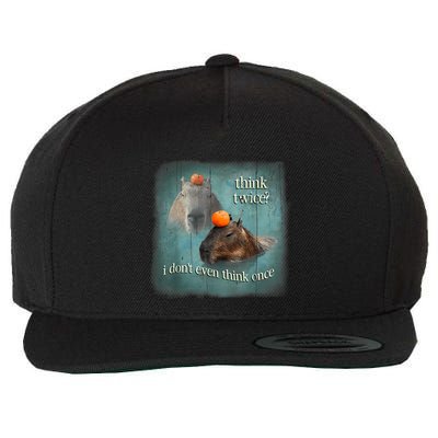Think Twice? I Don’T Even Think Once Funny Capybara Word Art Wool Snapback Cap