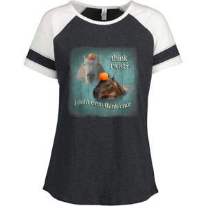 Think Twice? I Don’T Even Think Once Funny Capybara Word Art Enza Ladies Jersey Colorblock Tee