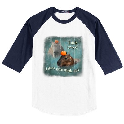 Think Twice? I Don’T Even Think Once Funny Capybara Word Art Baseball Sleeve Shirt