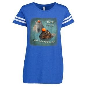 Think Twice? I Don’T Even Think Once Funny Capybara Word Art Enza Ladies Jersey Football T-Shirt