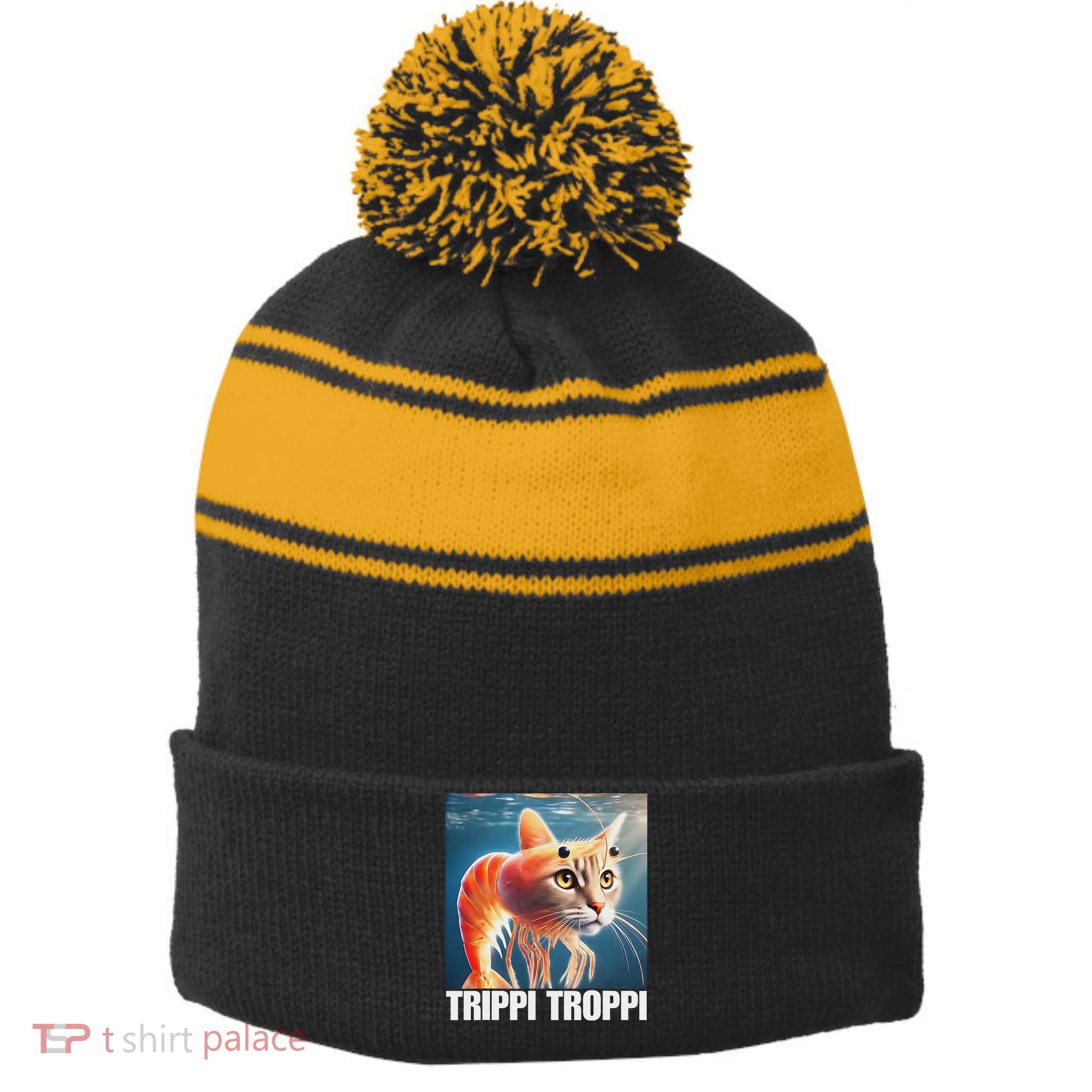 Trippi Troppi Italian Brainrot Meme Stripe Pom Pom Beanie