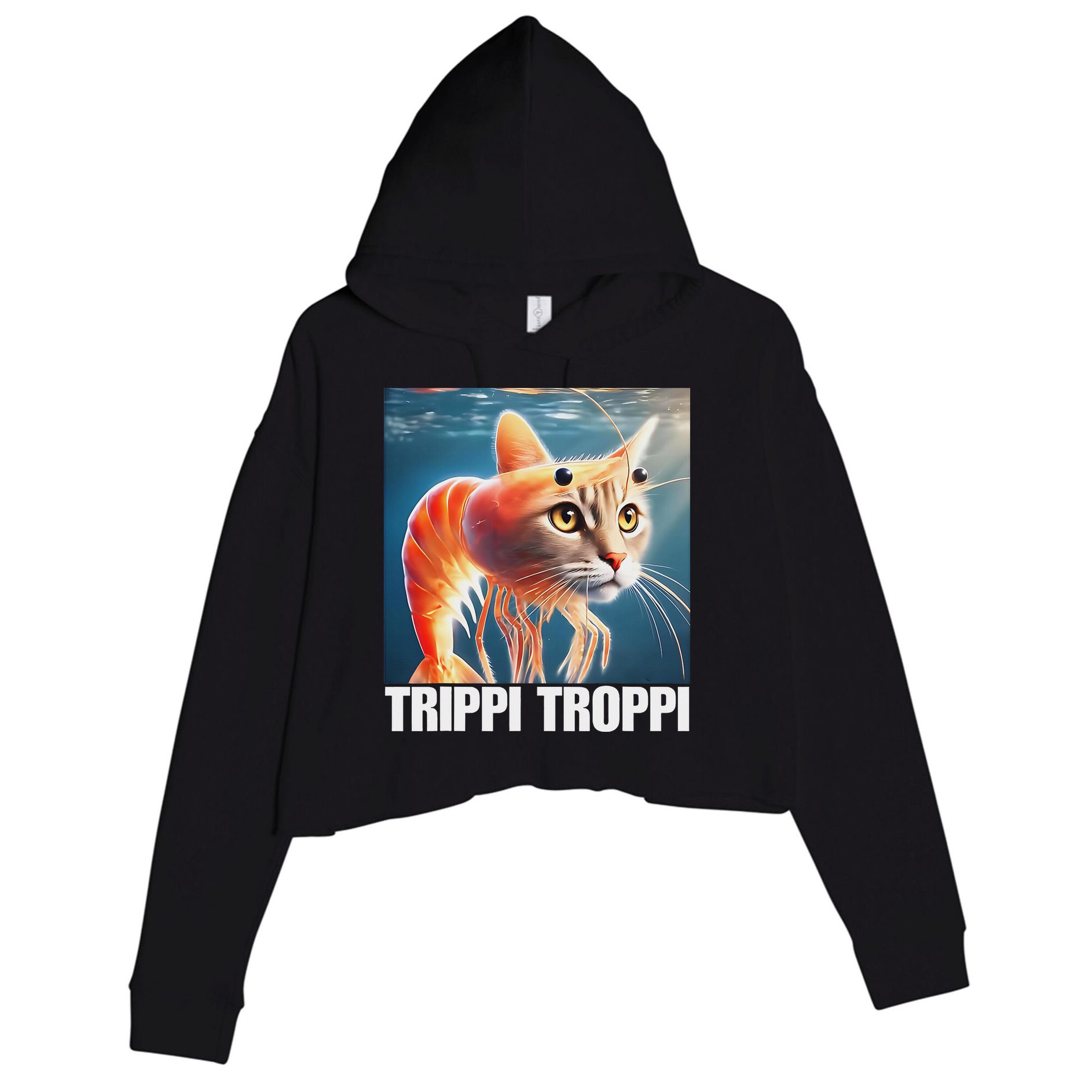 Trippi Troppi Italian Brainrot Meme Crop Fleece Hoodie